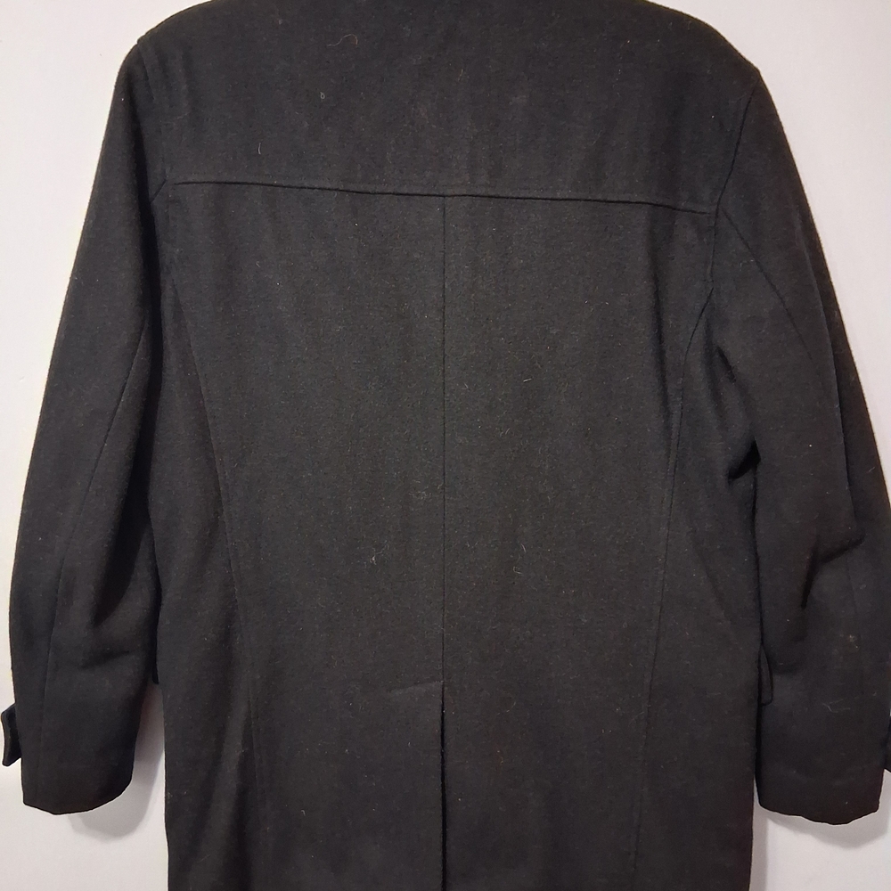 GUESS Men's L Black Double-Breasted Wool Coat - Picture 2 of 7